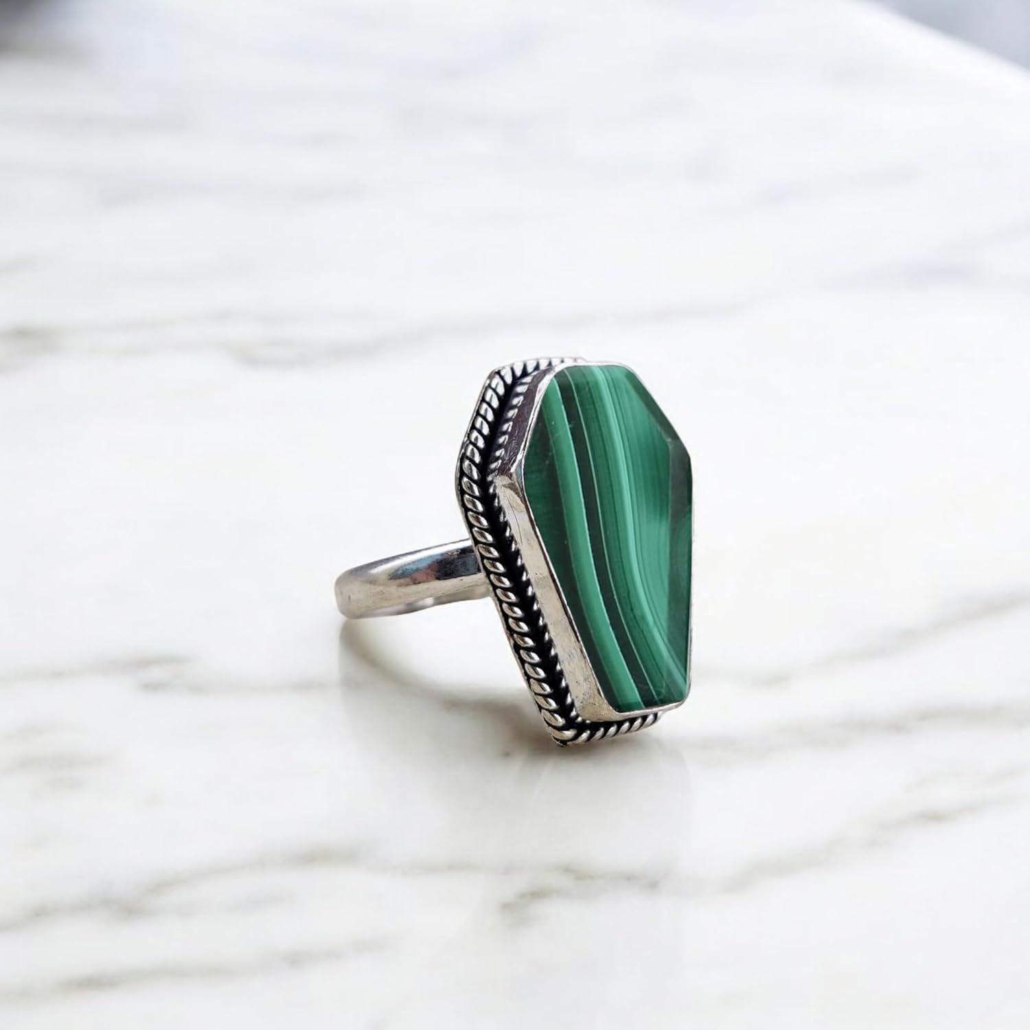 925 Sterling Silver Handmade Coffin Shape Designer Statement Ring For Women By Silverekh