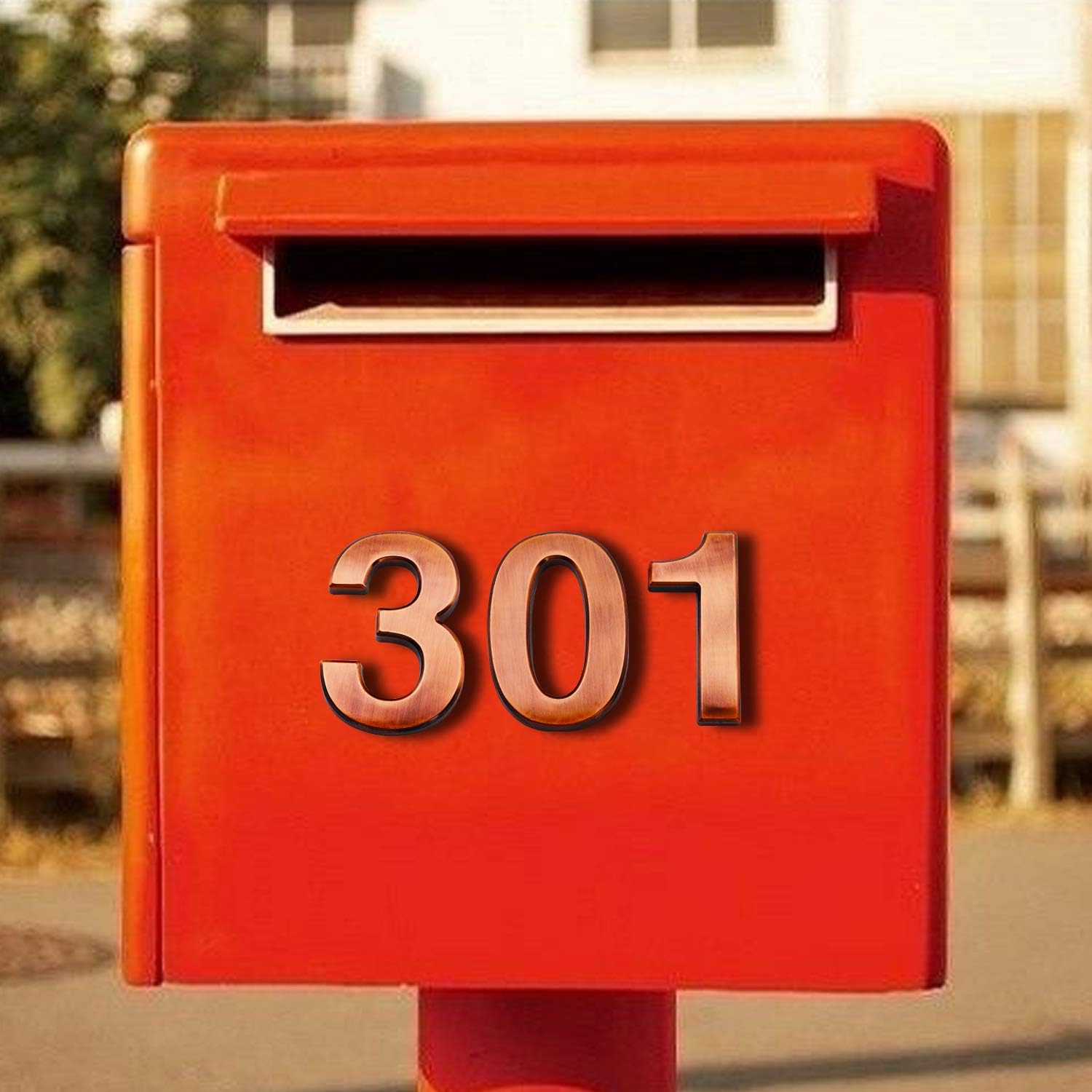 3.9 Inch House Numbers- ABS Engineering Plastics - 1 Pc Self-Adhesive Numbers for Apartment, Hotel, Door, Waterproof Brass Address Number 3