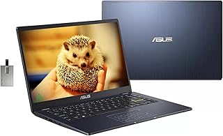 ASUS 2022 14" FHD Laptop, Intel Celeron N4020 Processor, 4GB RAM, 64GB eMMC Flash Memory, Intel HD Graphics 600, HD Webcam, Backlit Keyboard, Black, Windows 11S, 32GB SnowBell USB Card