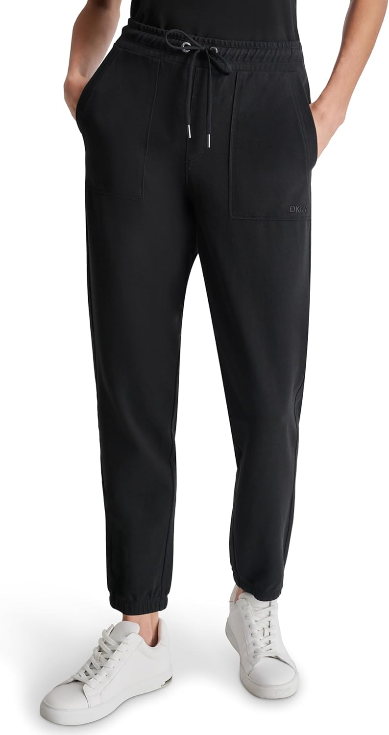 DKNY Womens Smocked Drawcord Waistband Knit Jogger