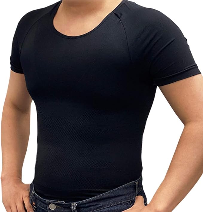 Men's Chest Compression Slimming Body Shaper Short Sleeve Workout