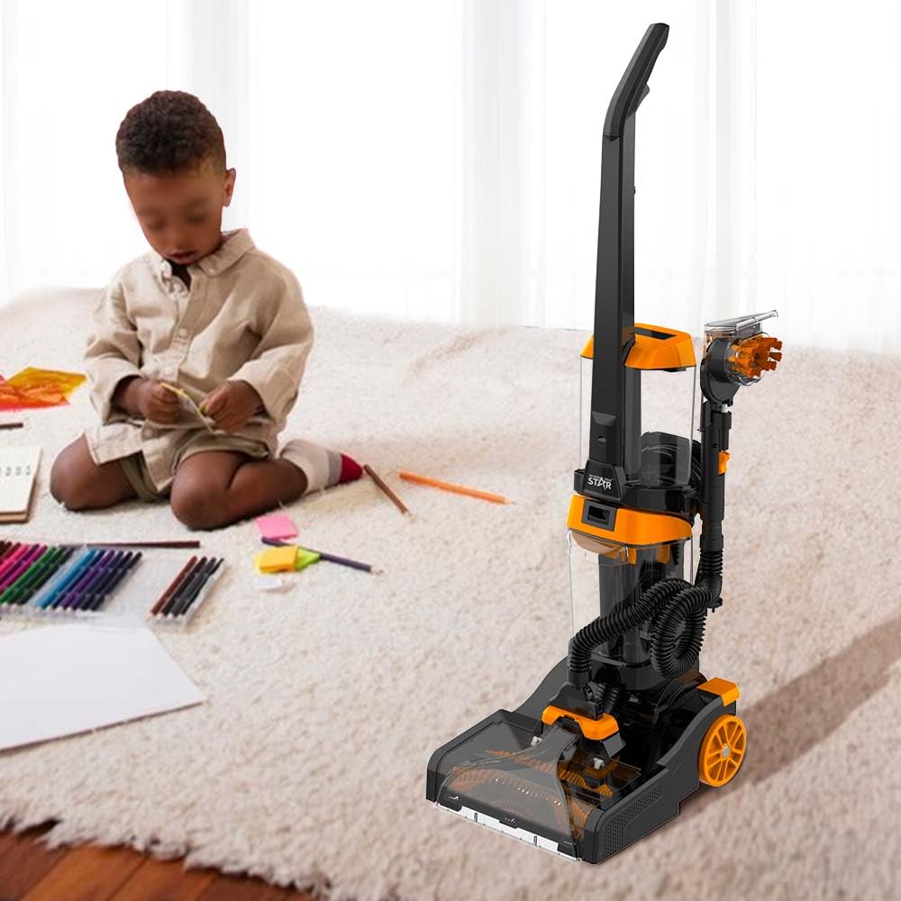 Limpiador de alfombras para el hogar Easy Clean, máquinas limpiadoras de alfombras para escaleras, Lavadora de alfombras con Barras de Cepillo giratorias Dobles de Limpieza Profunda