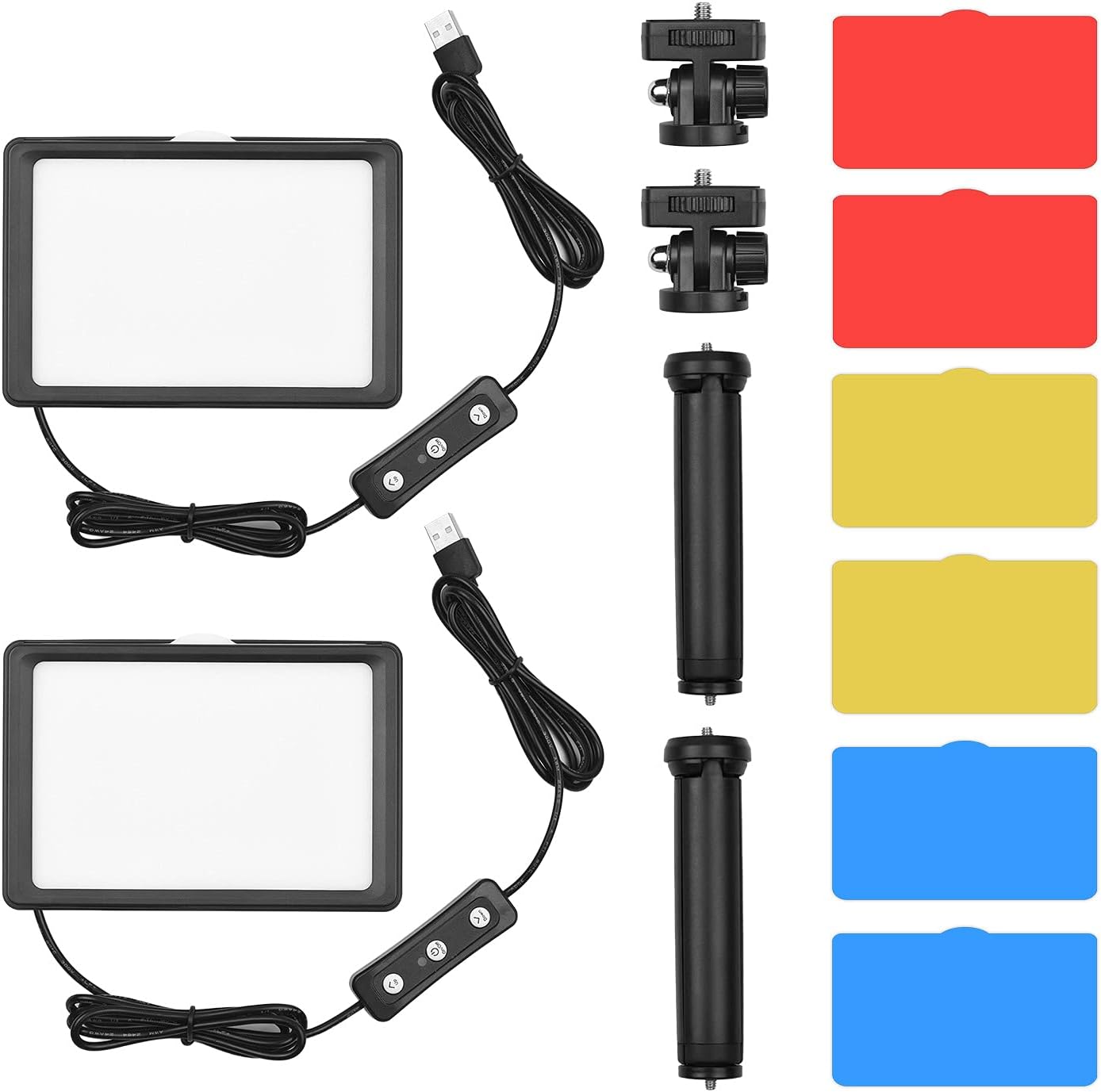 Andoer USB Video Conference Light Kit with LED Video Lights 5600K Dimmable Desktop Tripods 180 Degrees Rotatable Mounting Adapter Color Filters for Live Streaming Video Recording Online Meeting