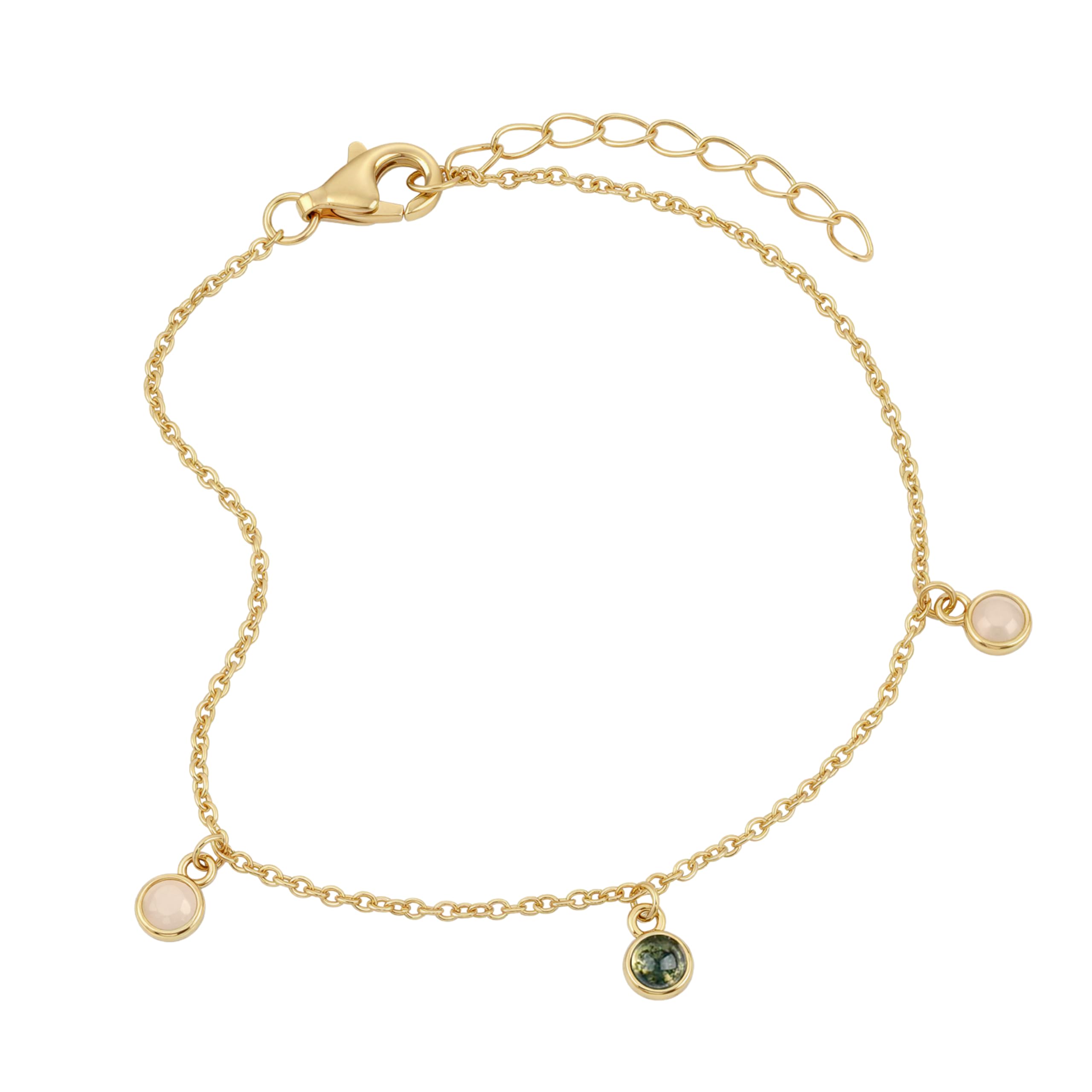 Noelani - Bracciale da Donna in Argento 925 - Placcato Oro/Dorato - con Giada e Agata - NOE-B0018
