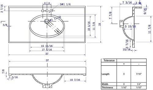 Miniatura 185 de Top de tocador de mármol cultivado de 19 pulgadas con protector contra salpicaduras, embalaje mejorado, remolino de marfil - Design House, 586263