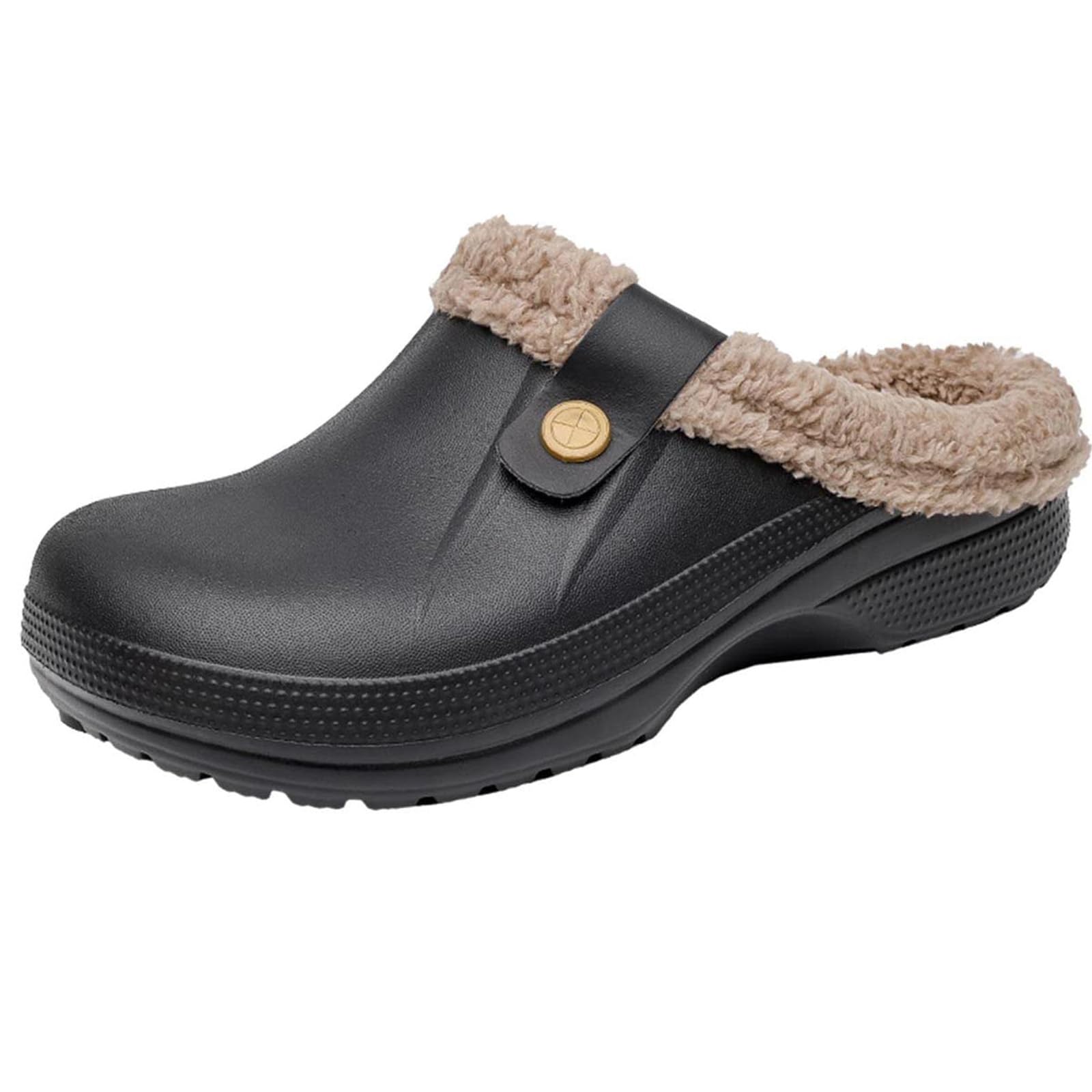 Garden Clogs for Women Men Winter Warm Fuzzy Slippers Fur Lined Mules Armadillo Chef Shoes Slip On Nurse Shoe Non-Slip Indoor House Slipper Waterproof
