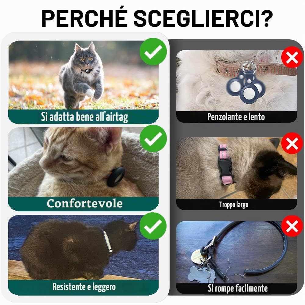 Collare Gatto Airtag, Collare Riflettente Antistrozzo per Gatti con Custodia Protettiva Air Tag (GPS AirTag Non Incluso) e Campanellino, Adatto a Gatti di Tutte Le Taglie(Nero)
