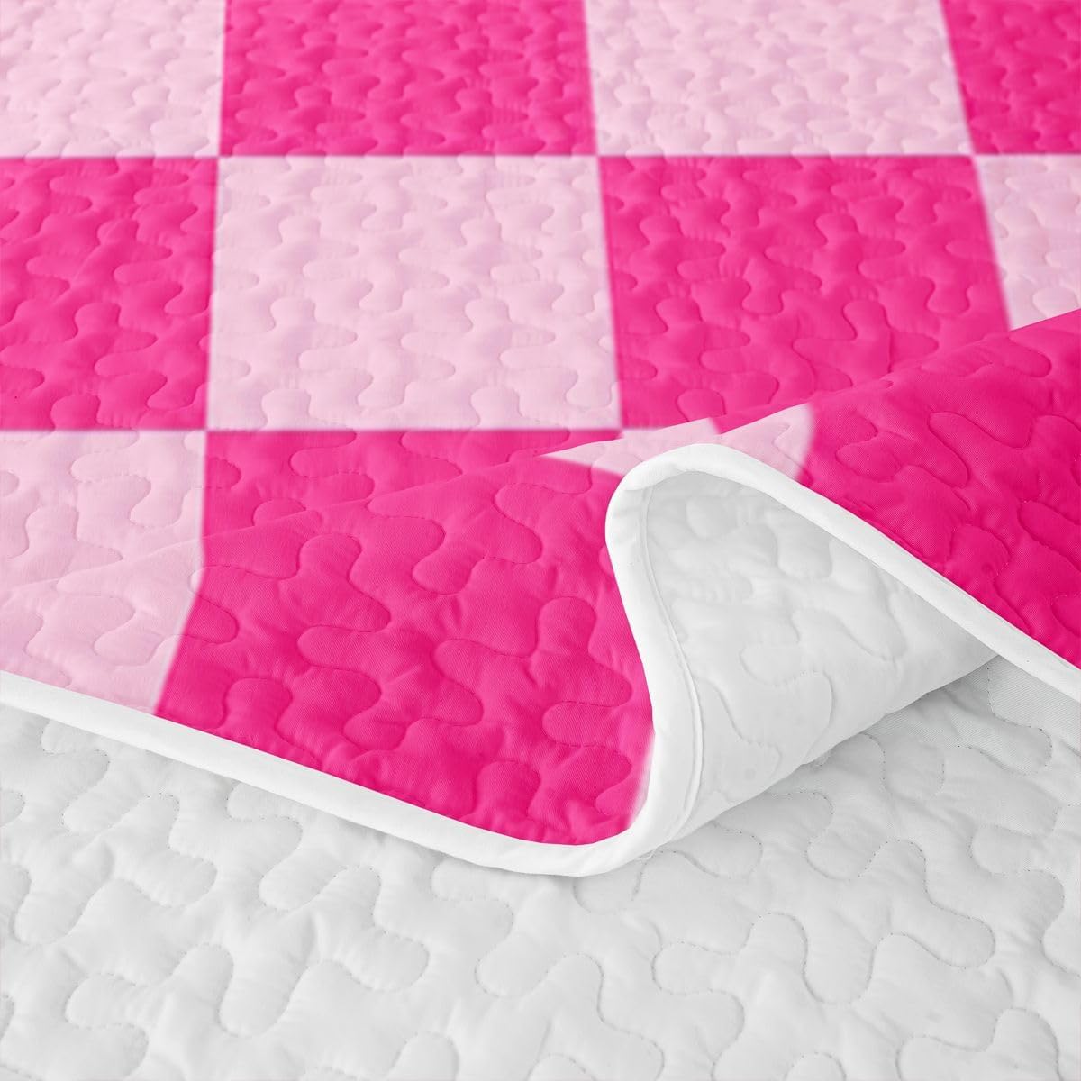 Feelyou Pink Beige Plaid Quilts for Full Bed