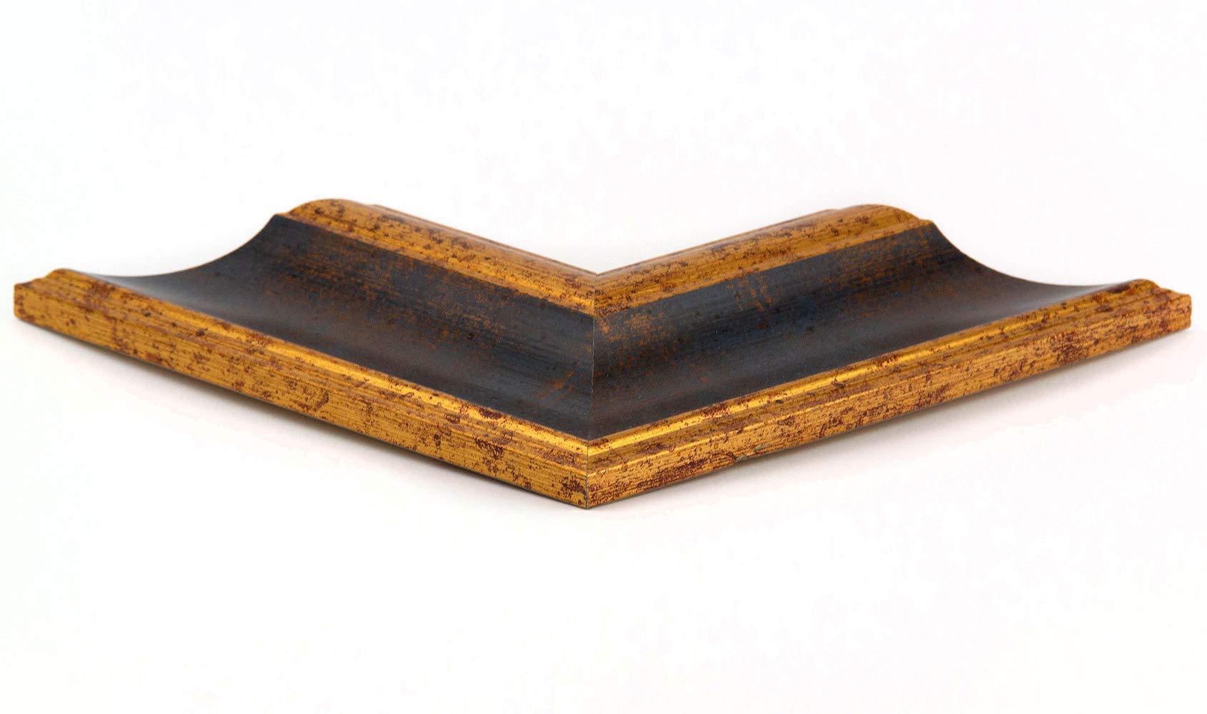 Bilderrahmen Barock Massivholz Donau 40 x 30 cm Farbe Blau Gold mit entspiegeltem Kunstglas 1mm