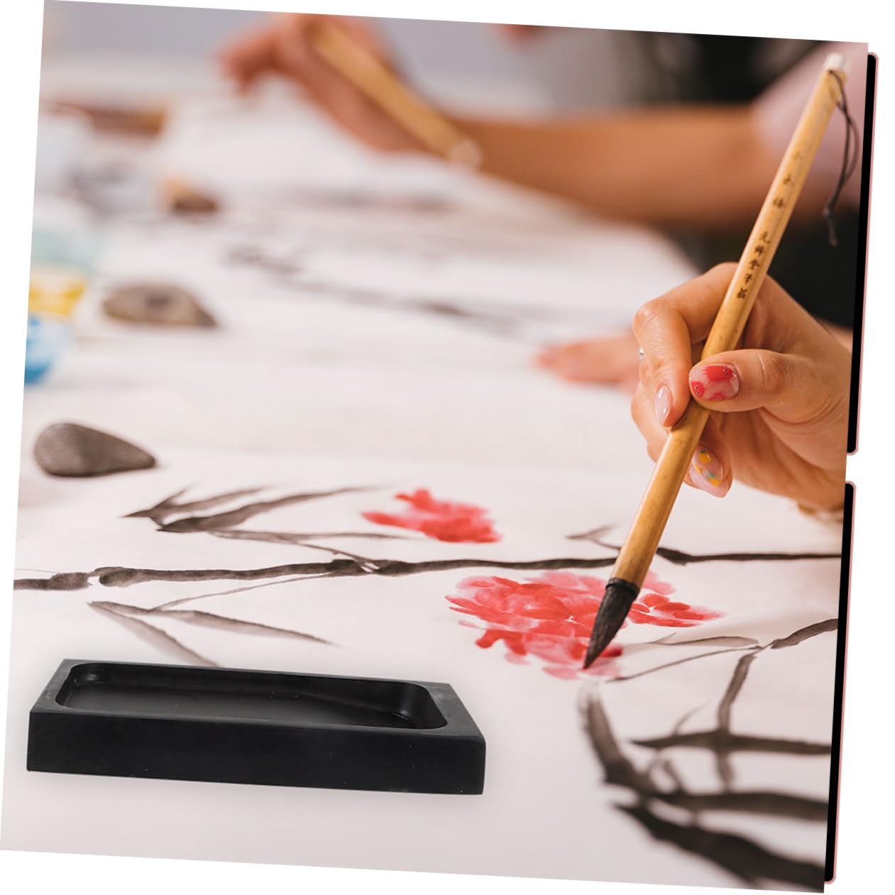 EXCEART 4ensembles Encrier Avec Stick Encre Inkslab Pour Et Peinture Traditionnelle Chinoise Pratique Pour Artistes Et Étudiants
