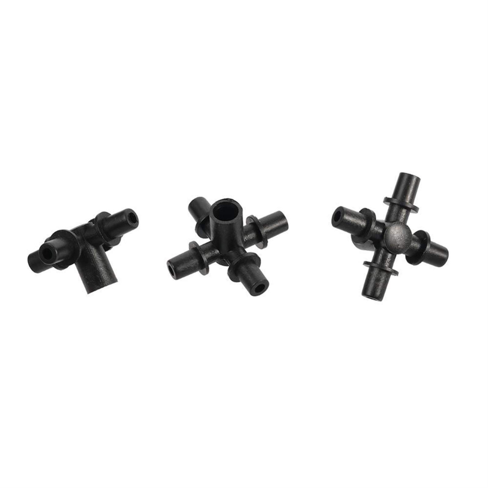 Adaptador de Conector de Manguera 100 Piezas Divisores de Manguera de Riego de Jardín Negro 6 Mm Boquillas de Rociador de Nebulización de Cuatro Vías Acoplamientos de Conexión Del Accesorios