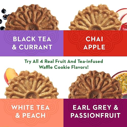 Miniatura 5 de Reko Tea Fusions - Galletas de gofre, manzana Chai, paquetes de aperitivos envueltos individualmente - Pizzelles italianas finas sin sabores ni