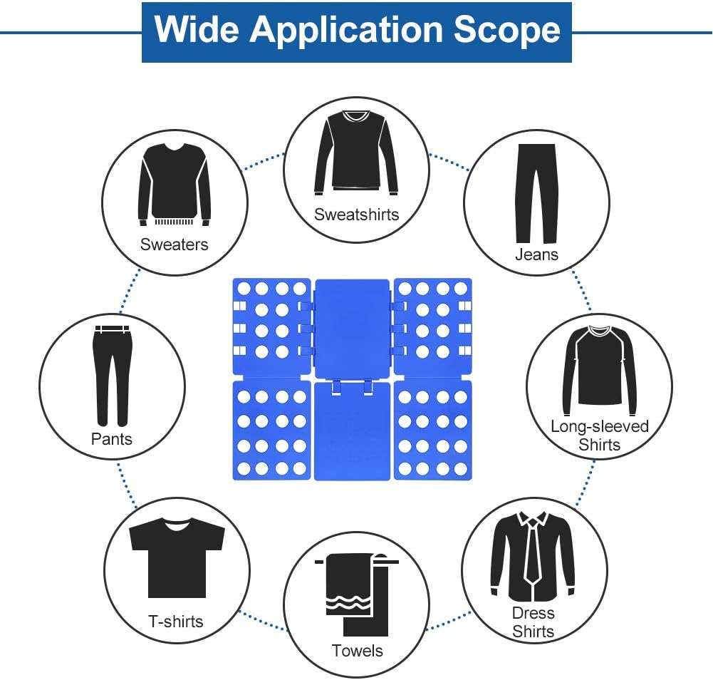 BoxLegend T shirt Folding Board T shirt Clothes Folder Laundry Organizer Easy and Fast for Kid and Adult to Fold Clothes Blue