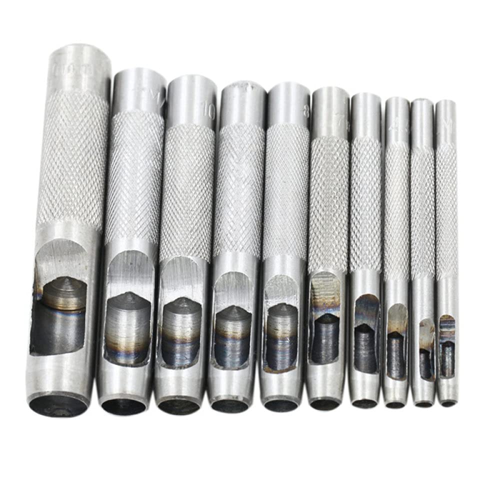 1 pieza 1 mm-30 mm tamaño de cuero herramienta de perforación de agujeros artesanales de acero grueso cinturón redondo papel lona ropa perforadora DIY perforadora, 1 mm, 10 mm 10 piezas