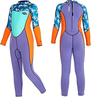 Gogokids Kids Wetsuit for Girls, 2mm Neoprene Full Wetsuit, Back Zip Diving Suit, Long Sleeve Thermal Wetsuit, Keep Warm Swimsuit for Water Sports