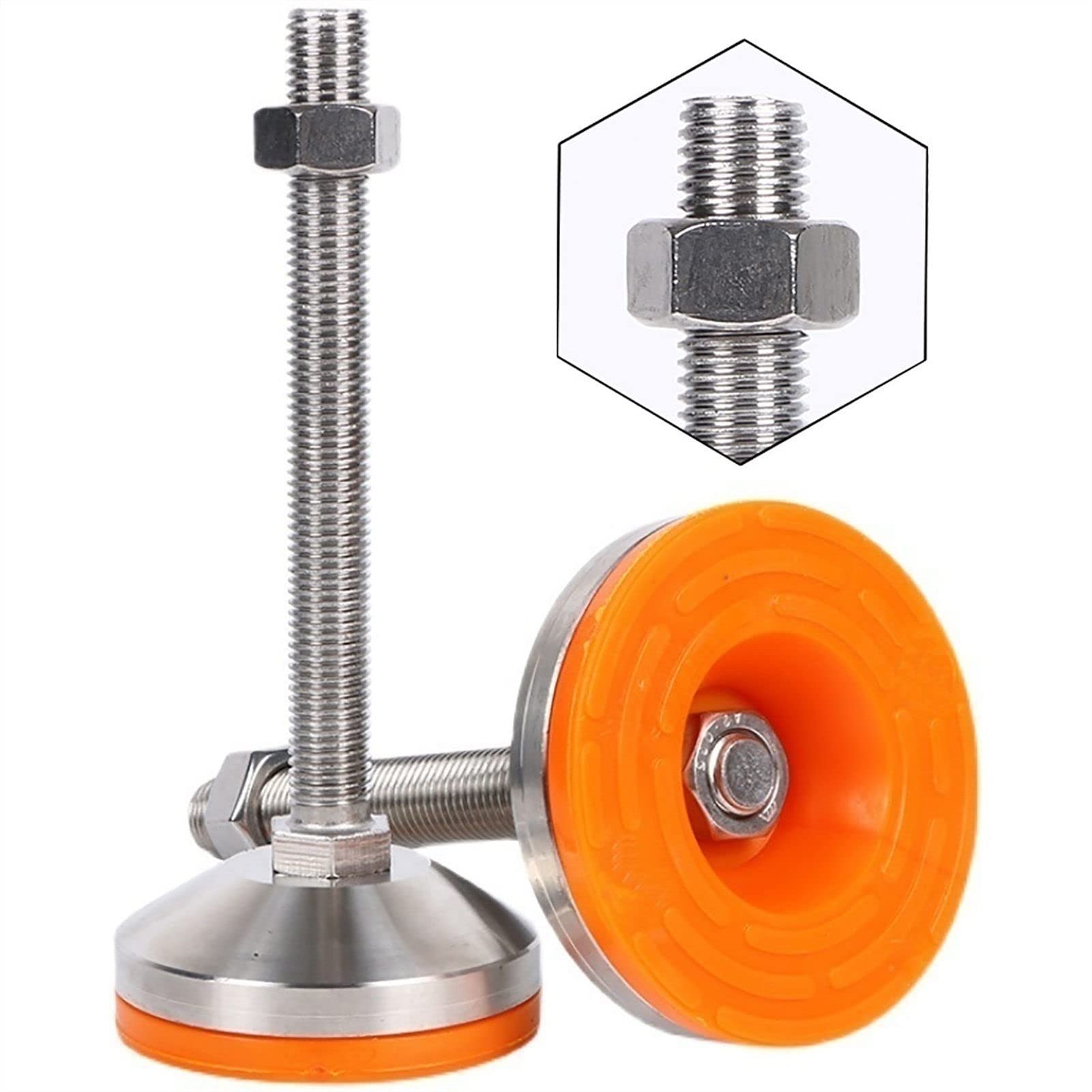 Pies de nivelación Paquete de 4 pies de nivelación de servicio pesado, pies de nivelación de acero inoxidable 304 - base de 80 mm de diámetro, nivelador de patas de tornillo ajustable con rosca-D80xM1