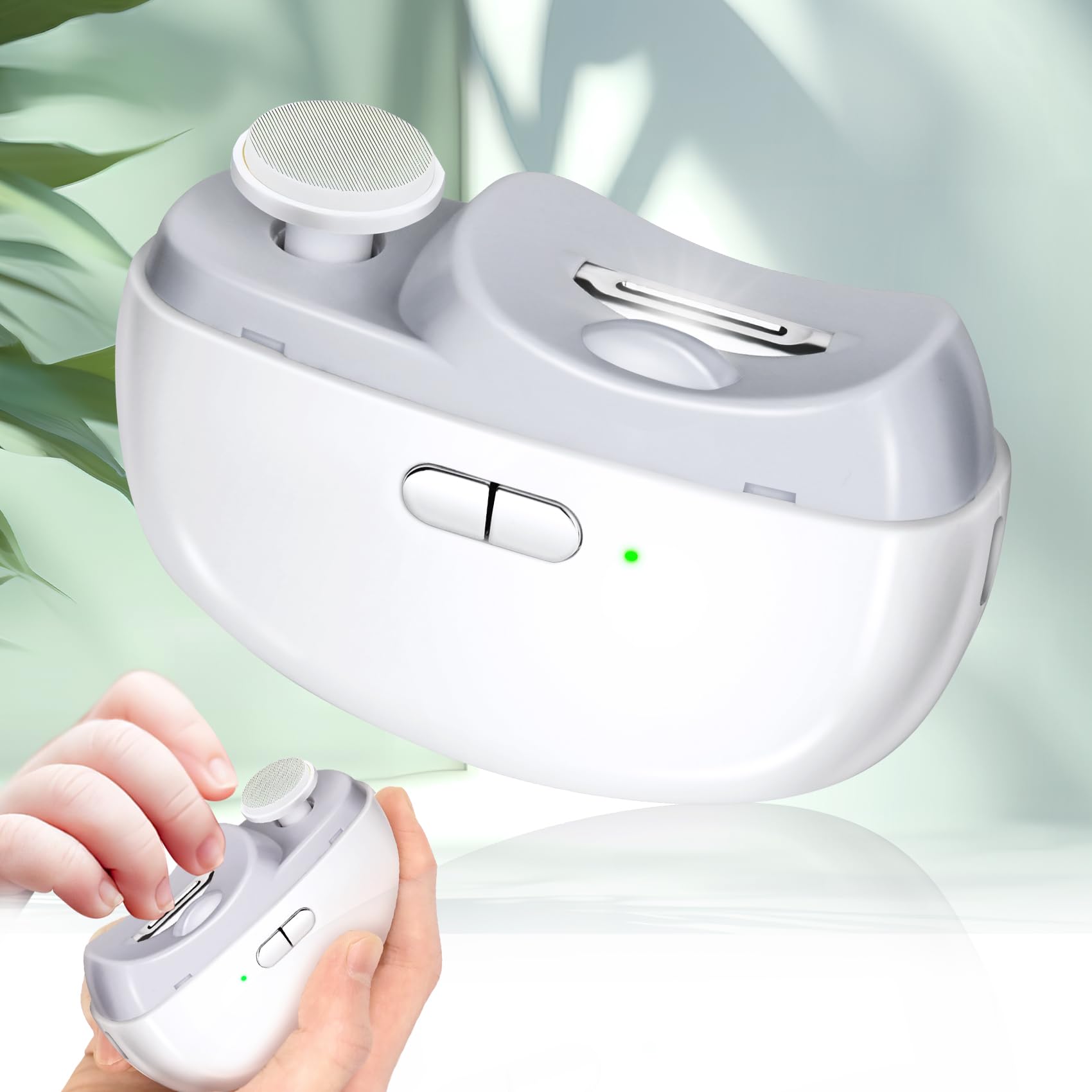 Electric Nail Clipper & Trimmer - 2 in 1 Design with Light & 2 Speeds, USB Rechargeable Safety Electric Nail File for Babies, Kids, Adults & Seniors