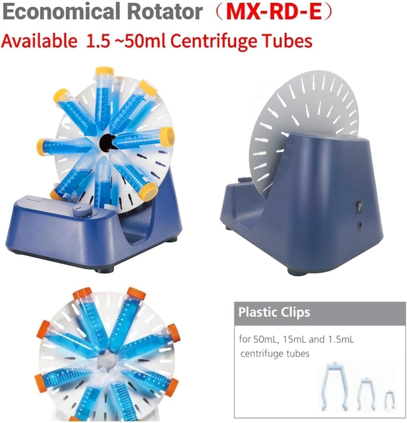 Mezclador rotatorio de Tubos analógico, vórtex de múltiples Tubos y agitador Orbital para Tubos de 1.5, 15 y 50 ml, Velocidad Ajustable de 0 a 80 RPM