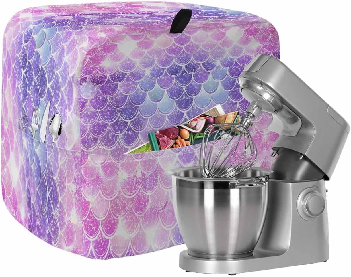 Stand Mixer Cover with Storage Pocket, Purple Ombre Waterproof Kitchen Mixer Covers, Colourful Gradual Modern Abstract Art Kitchen Appliance Dust Cover Compatible with 4/4.5 Quart Mixers