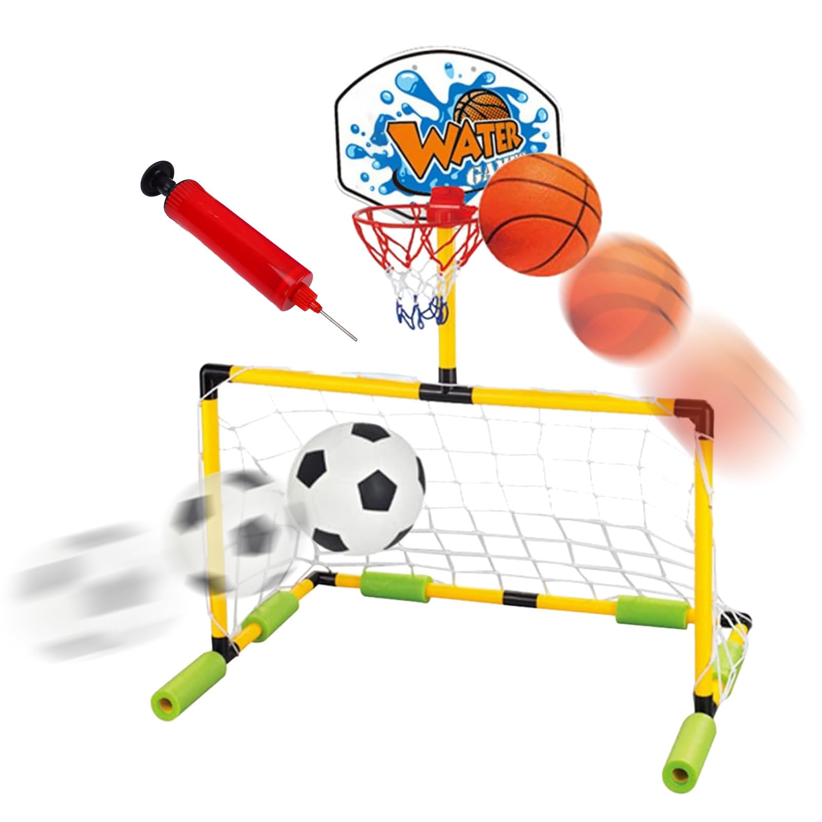 Panier De Basket pour Piscine | But Flottant De Basket pour Piscine avec Pompe Et Ballon - avec Pompe Ballon De Foot Porte Cadre Étanche Adulte Plage Lac Parc