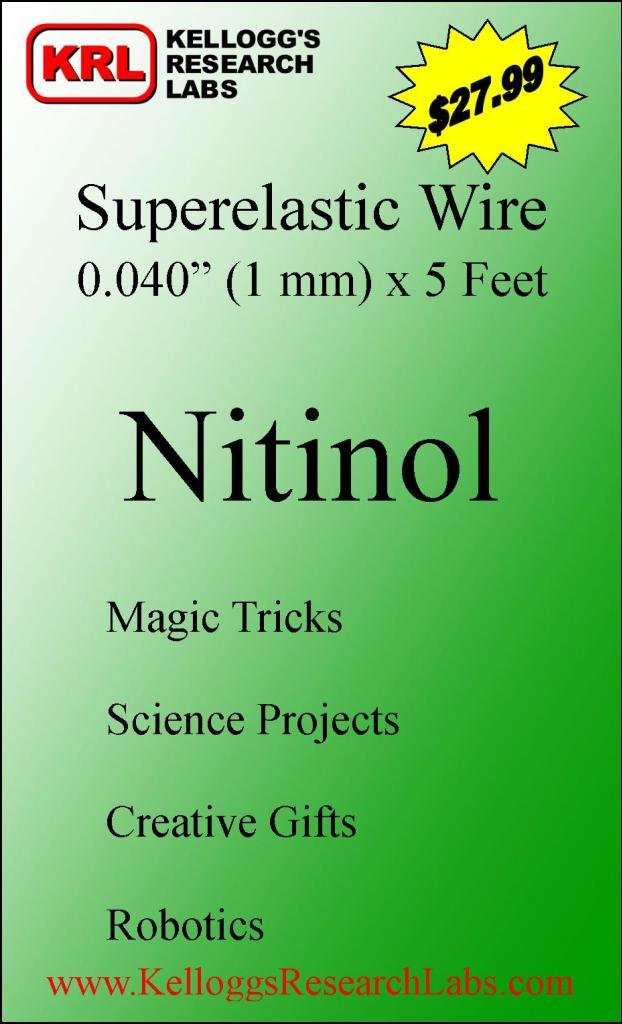 Kellogg's Research Labs, 0.040" (1.0mm) Superelastic Nitinol Wire, 5 feet