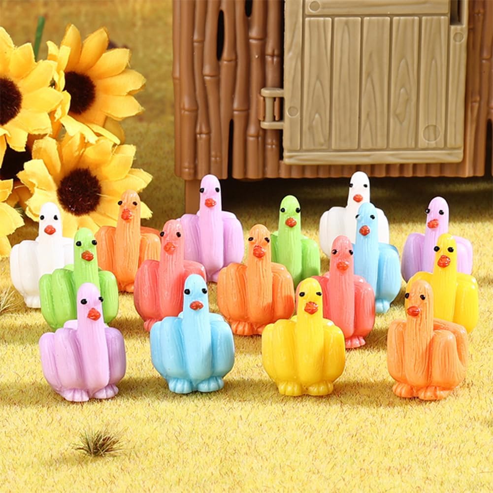 Funny Mini Ducks Colorful Tiny Resin Ducks Figurine Fun Fingers Design Miniature Ducks for Hiding and Seek Prank, Little Ducks to Hide for Dollhouse Office Car Accessories Decor, H 1.06in (35PCS) - Image 8