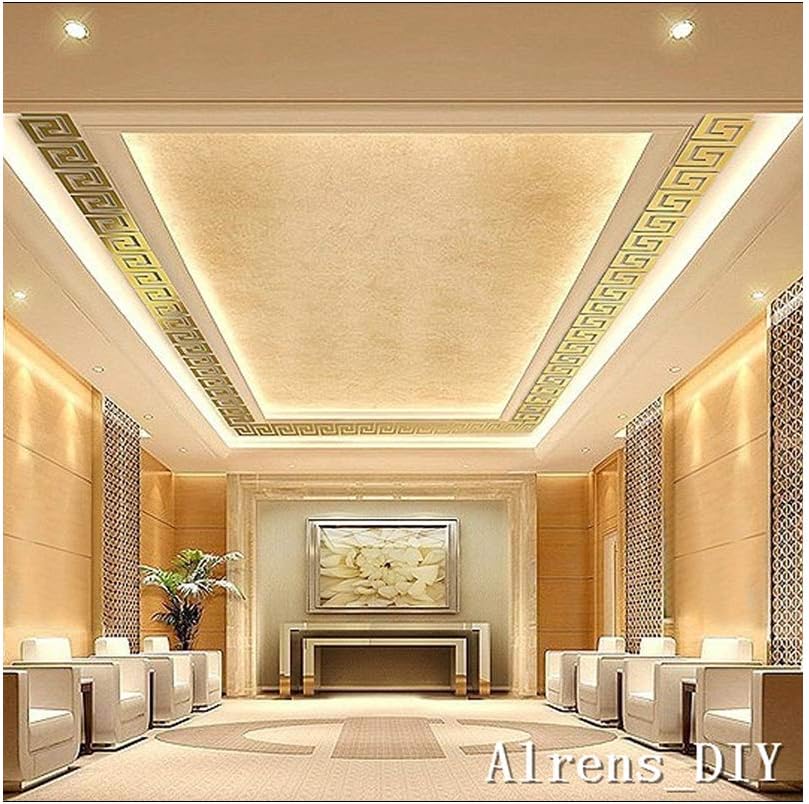 Alrens_DIY(TM) 20pcs House Top Ceiling Mirror Wall Decoration 3D Wall Mirror Sticker 3D Home Decal Living Room Murals Wall Paper Decor Gift (Gold)