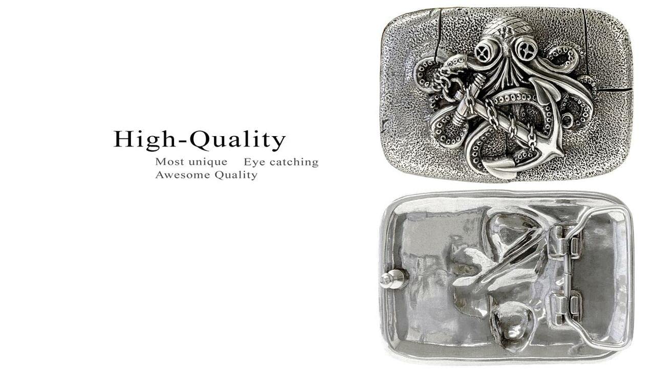 Cool Hand-Polished Belt Buckle – Western Pirate Skull Dragon Vampire Eagle Guitar Design For 1-1/2 Inch Belts - View #4