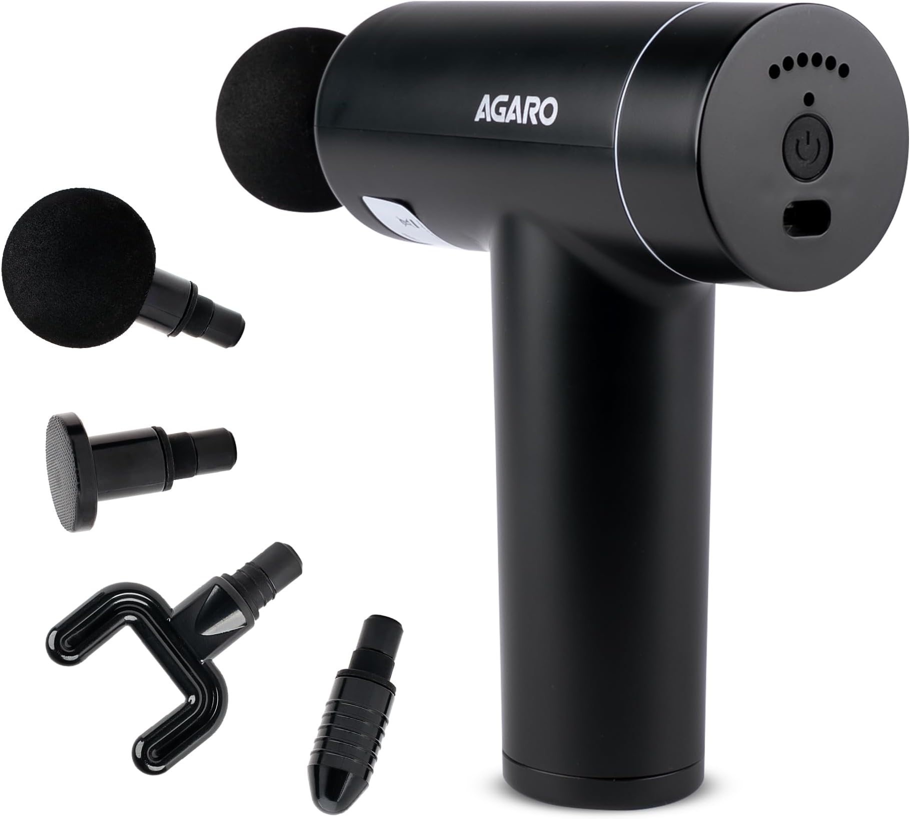 Regal Gun Massager, 4 Heads, 6 Speed, Rechargeable, Handheld, Percussion Muscle Massager for Full Body Relief, Muscle Relaxation of Neck, Shoulder, Back, Foot for Men & Women, Black.