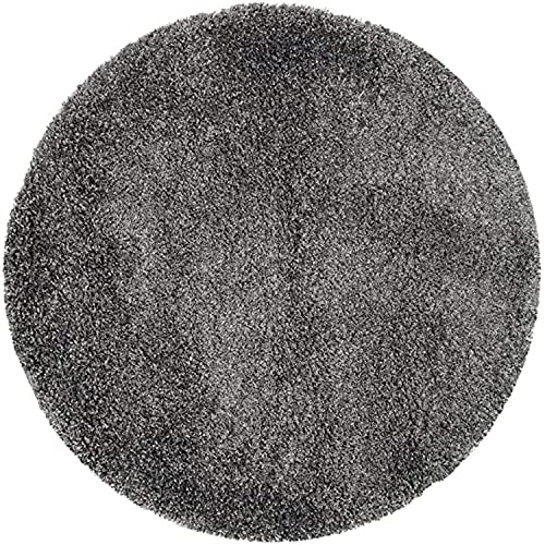 Image of Shaggy Rugs and Carpet and Mats for Hall and Drawing Room 7x7 Round Dark Grey Color