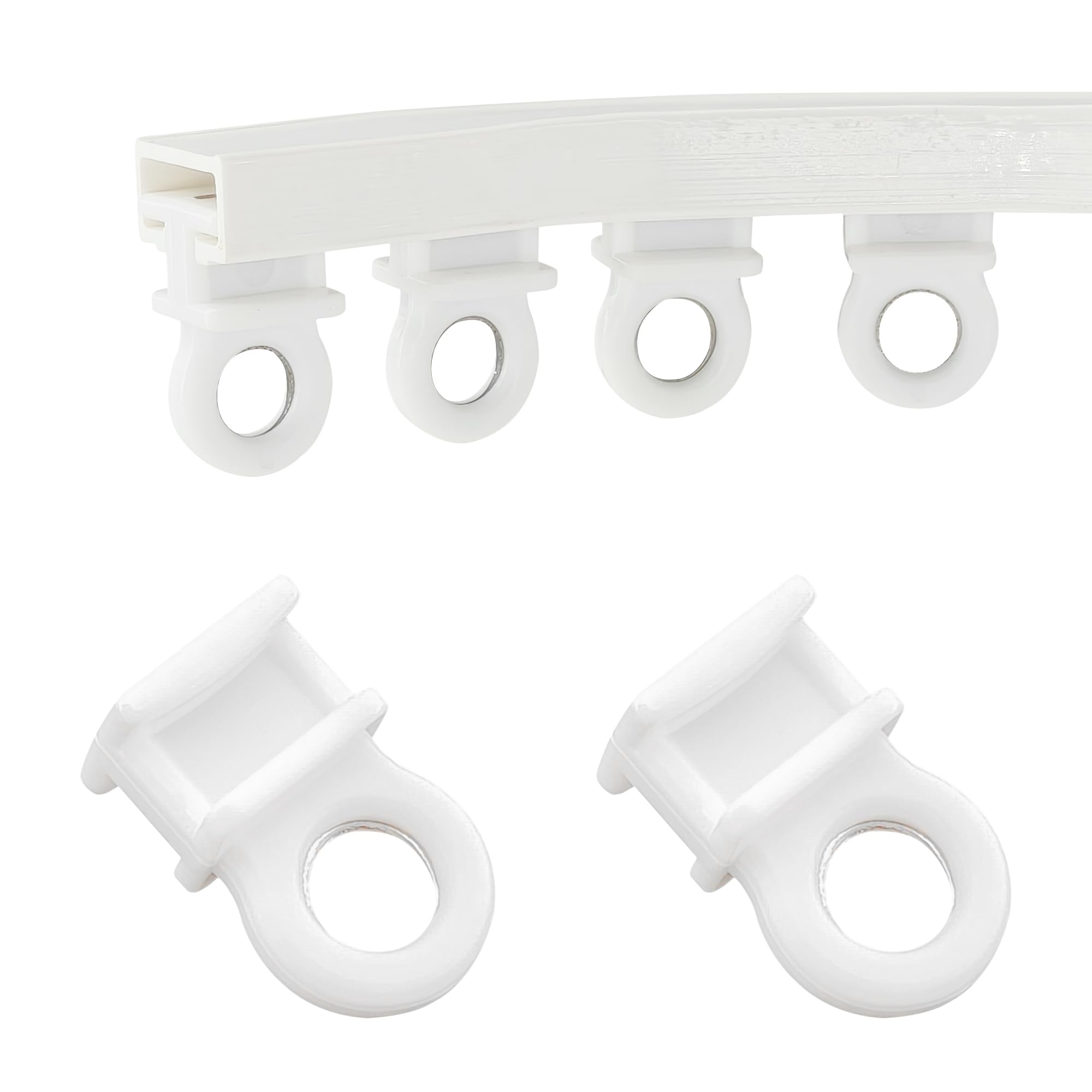 Ddhomin White 90 Pcs Curtain Track Gliders – Plastic Curtain Rollers With Metal Insert For Smooth Sliding