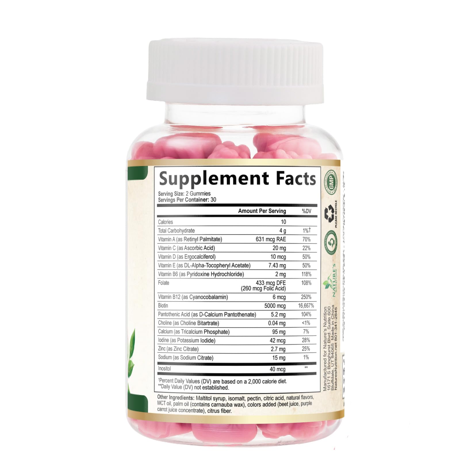 Hair Vitamins Gummies with Biotin 5000 mcg - Extra Strength Hair Growth Support Vitamin E & C - Stronger Radiant Hair, Skin & Nails Supplement - Hair Growth Support Gummy, Berry Flavor - 60 Gummies — Amazon image 9