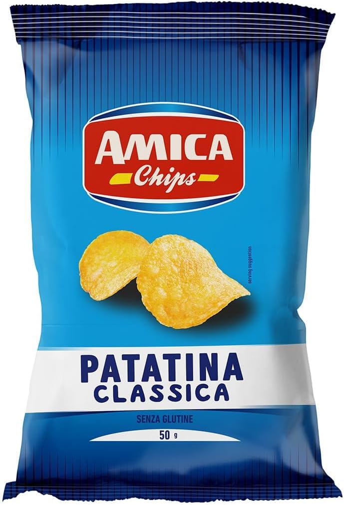 AMICA Chips | La Patatina Classica Originale, Der originale klassische Chip, glutenfreie Snacks, mit Sonnenblumenöl, 21 x 50 g + Italian Gourmet polpa 400g