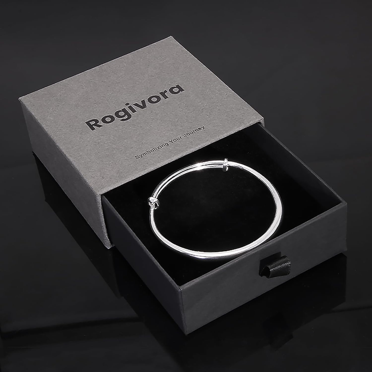 999 Pure Silver Adjustable Bangle Bracelet for Women, Push Pull Design (5.5"–7.5"), Classic Elegant Handmade Minimalist Jewelry, Gift for Mom, Wife, Girlfriend