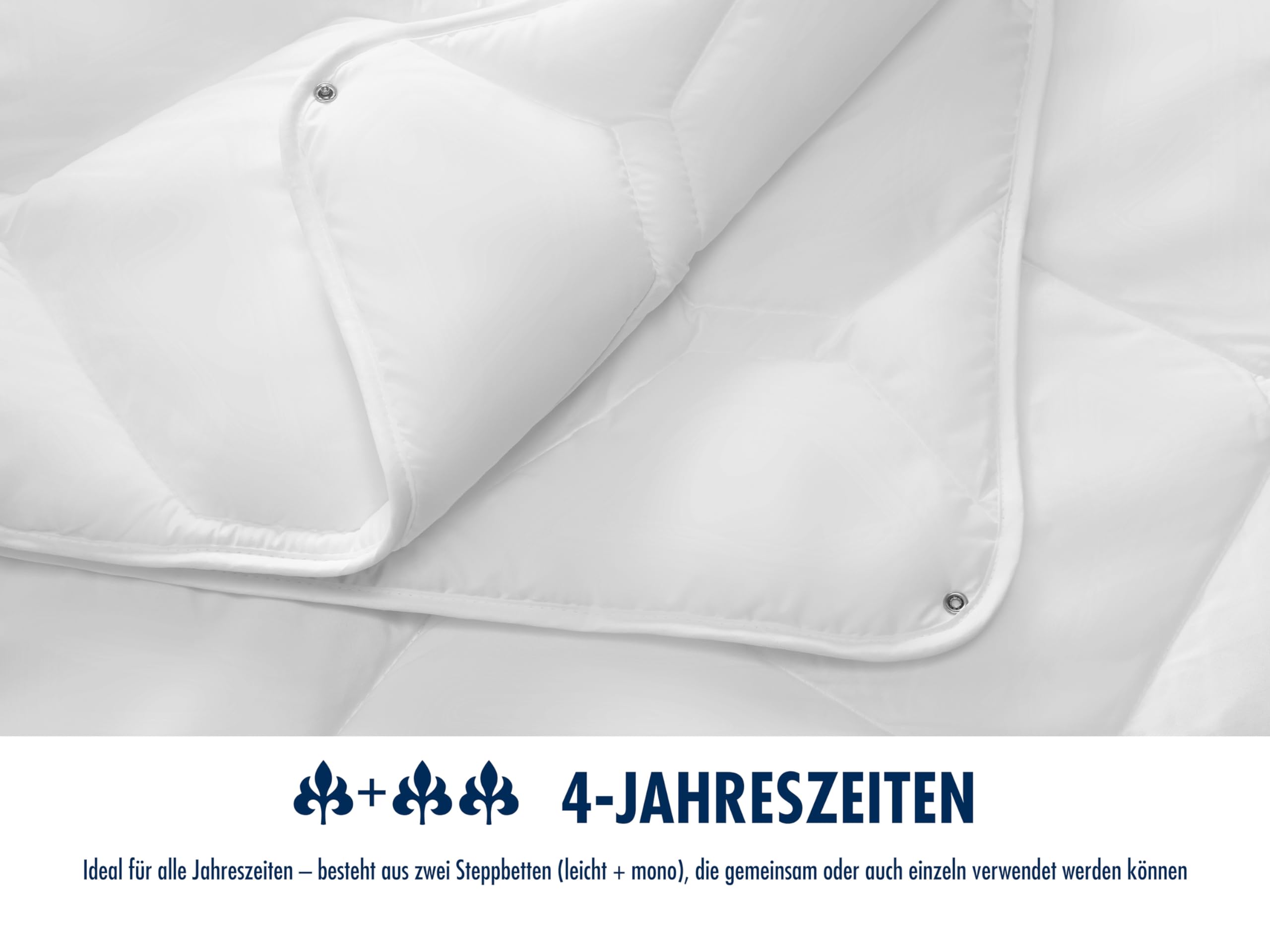 Irisette Edition Steppbett, 4-Jahreszeiten Bettdecke, 135 x 200 cm, weiß, Öko-Tex zertifiziert, Made in Germany