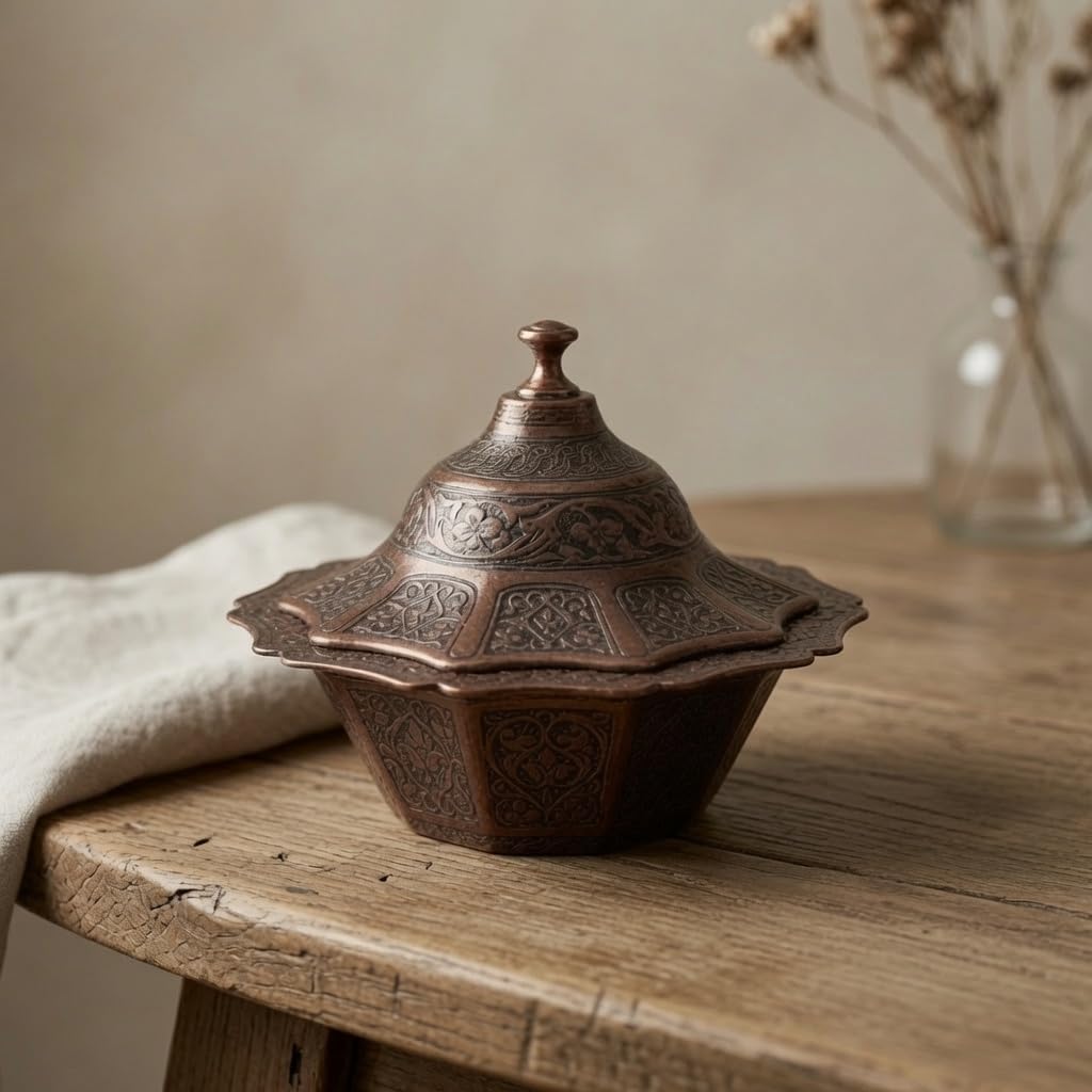 Alisveristime Acar Zinc Alloy Sugar Bowl with Lid (Copper)