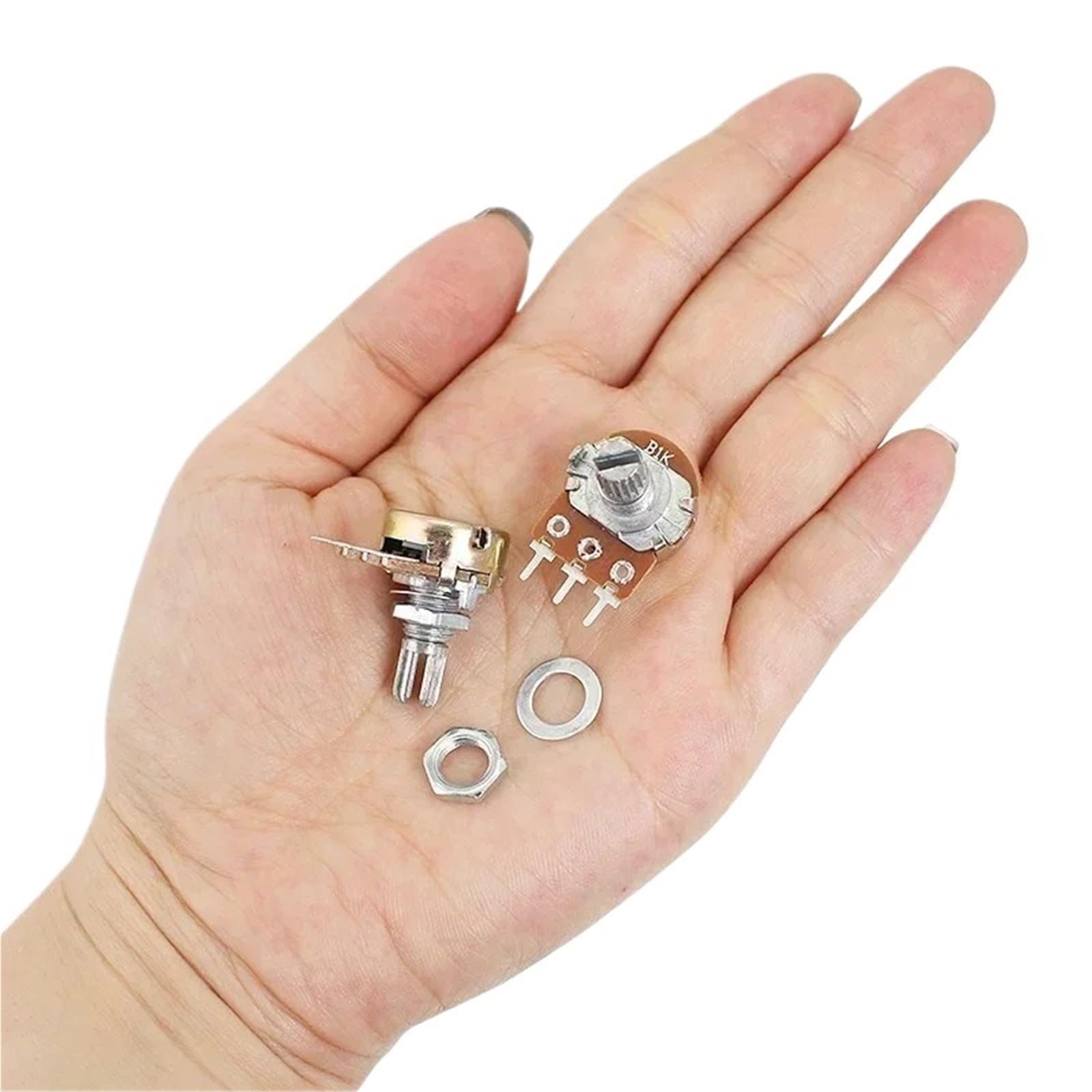 20 potenciómetros lineales WH148 de 15 mm y 3 pines con tuercas y arandelas, resistencia 1K, 2K, 5K, 10K, 20K, 50K, 100K, 250K, 1M (1M Ohm)