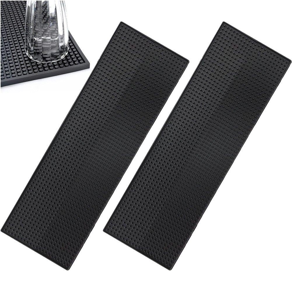 2 alfombrillas negras de 60 x 20 cm antideslizantes para barras de café y whisky, alfombrilla de secado de platos y alfombrilla de derrames para bares y restaurantes