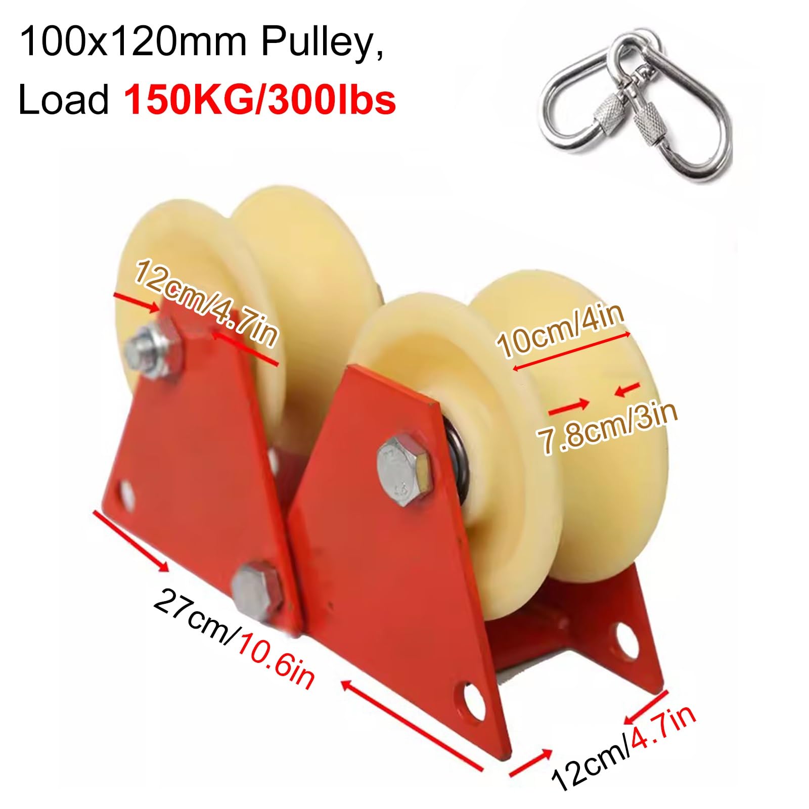 Hebesystem Für Dachzelte, Seilrolle Mit Doppelrad Für Ecken, Feuerwehr, Höhenarbeiten Und Baustellen, Gewerbliche Verlegerollen Für Winden, Rolleninnendurchmesser 4,5 cm / 1,8 Zoll