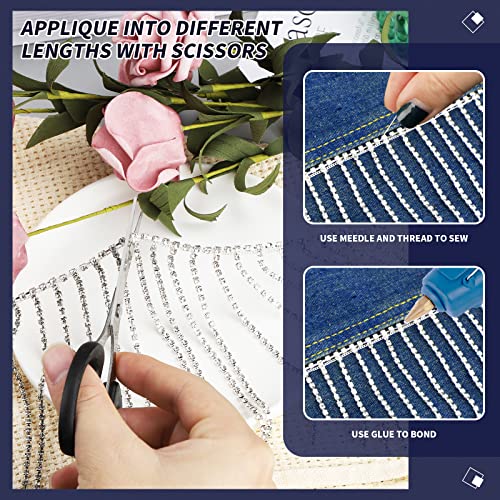 1 Yard Rhinestone Fringe Trim Rhinestone Ribbon Tassel Chain Diamond Crystal Rhinestones Trim For Sewing Crafts Wedding Party Clothing Accessories Female Jewelry (Silver) #TOP5