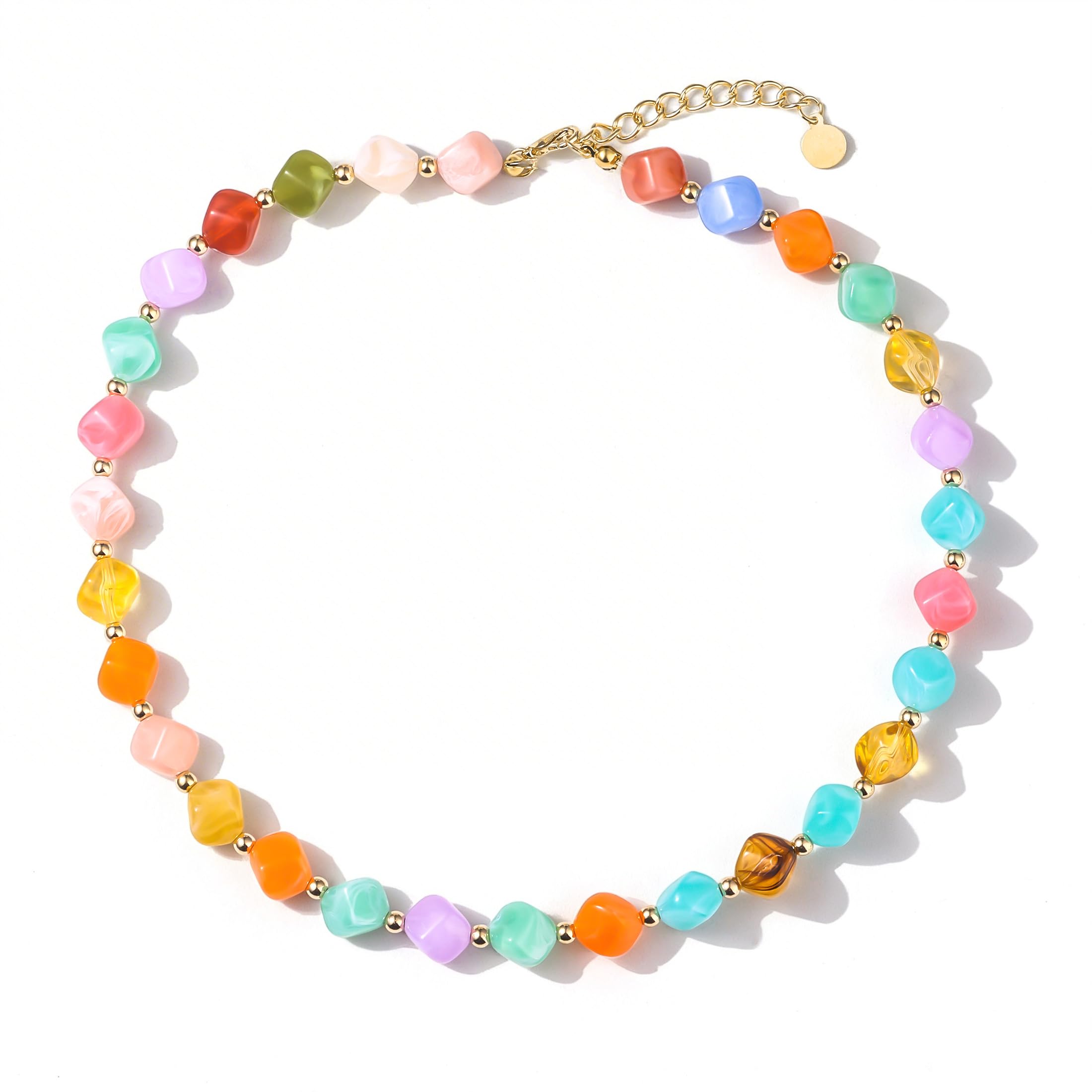Colorful Beaded Necklace for Women Unique Resin Beads Choker Necklaces Boho Statement Chunky Necklace Summer Vacation Jewelry — view 12