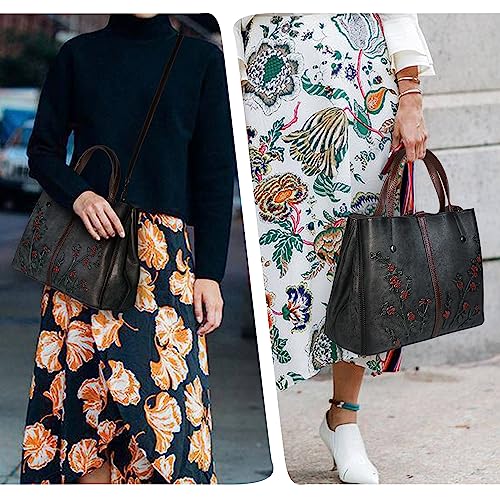 Image of Genuine Leather Satchel for Women Top Handle Bags Handmade Purse Vintage Embossed Leather Crossbody Handbags Hobo Bag