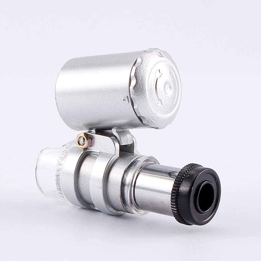 Samfox Microscope Pocket - Mini 60X Pocket Microscope, Jewelry Magnifier Loupe Glass LED UV Light, Gold - Image 3