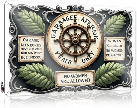 Bar Wall Decor Vintage Garage Sign With Nautical Theme And Gender Restrictions Tin Vintage Funny Tin Sign Bar Man Cave Decor20X30CM