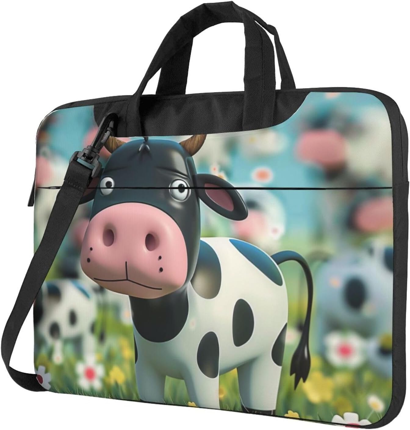 Cute Cow Laptop Carrying Case Travel Business Computer Bag Work Bag for Men Women