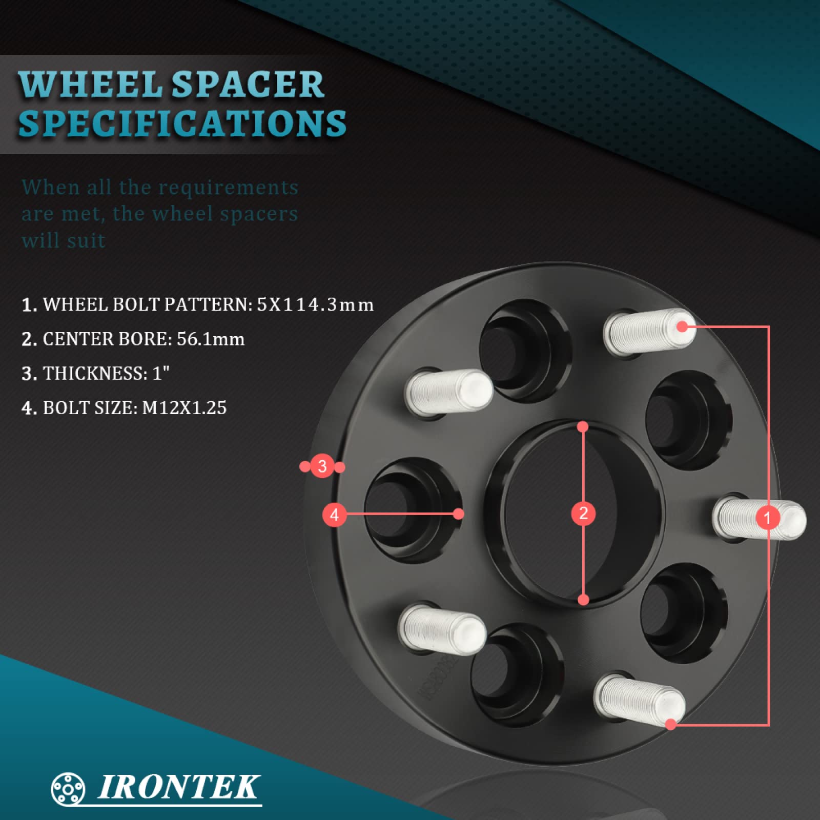 ECCPP 4PC Wheel Adapters - Change Bolt Pattern From 5x100mm To 5x114.3mm, 1" Thick, 56.1mm Hub Bore, For Subaru Legacy, Outback, Impreza & More - View #4