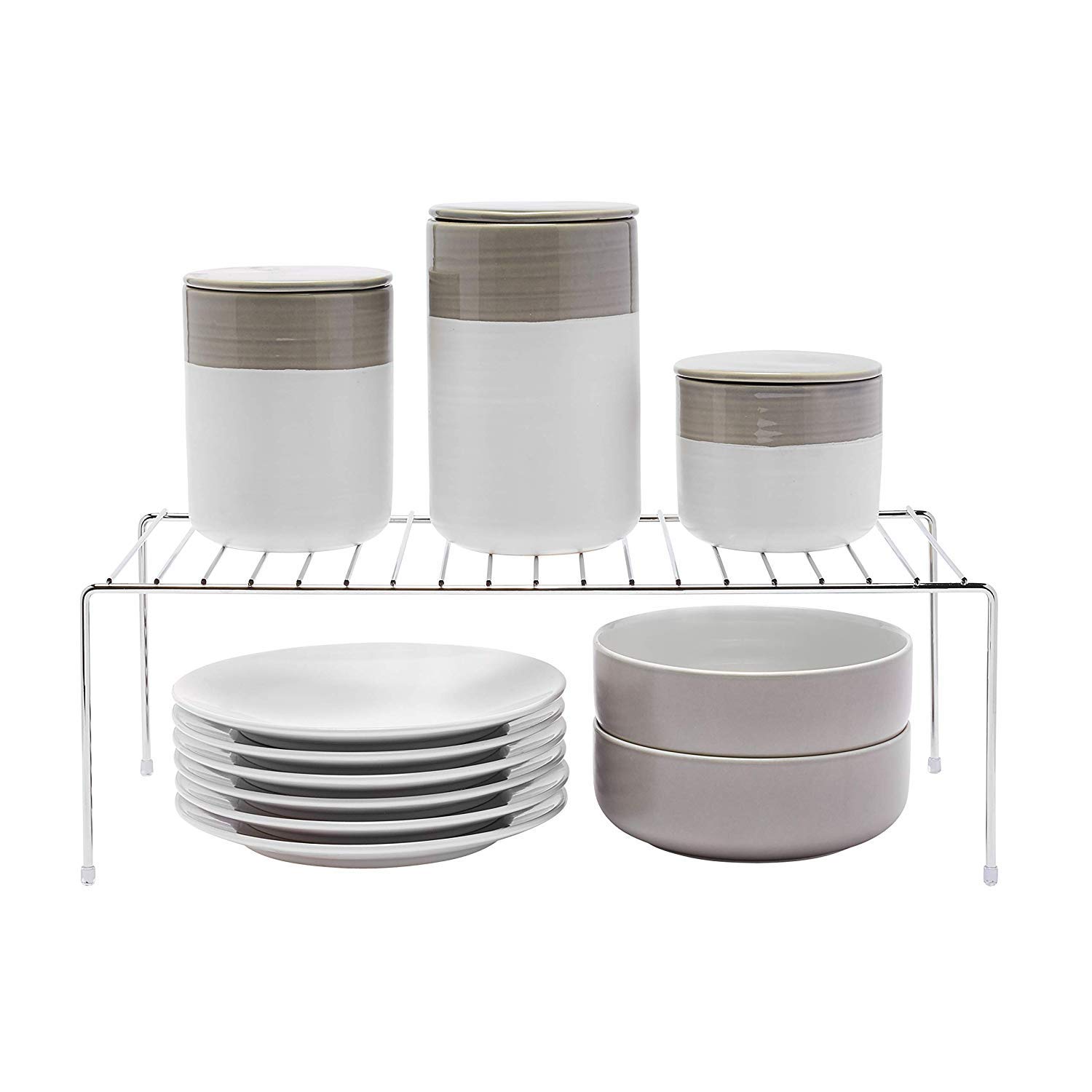 INDIAN DECOR 31003 Kitchen Cupboard Organiser - Wire Storage Rack - Shelf Insert - Free Standing - Chrome-image-7