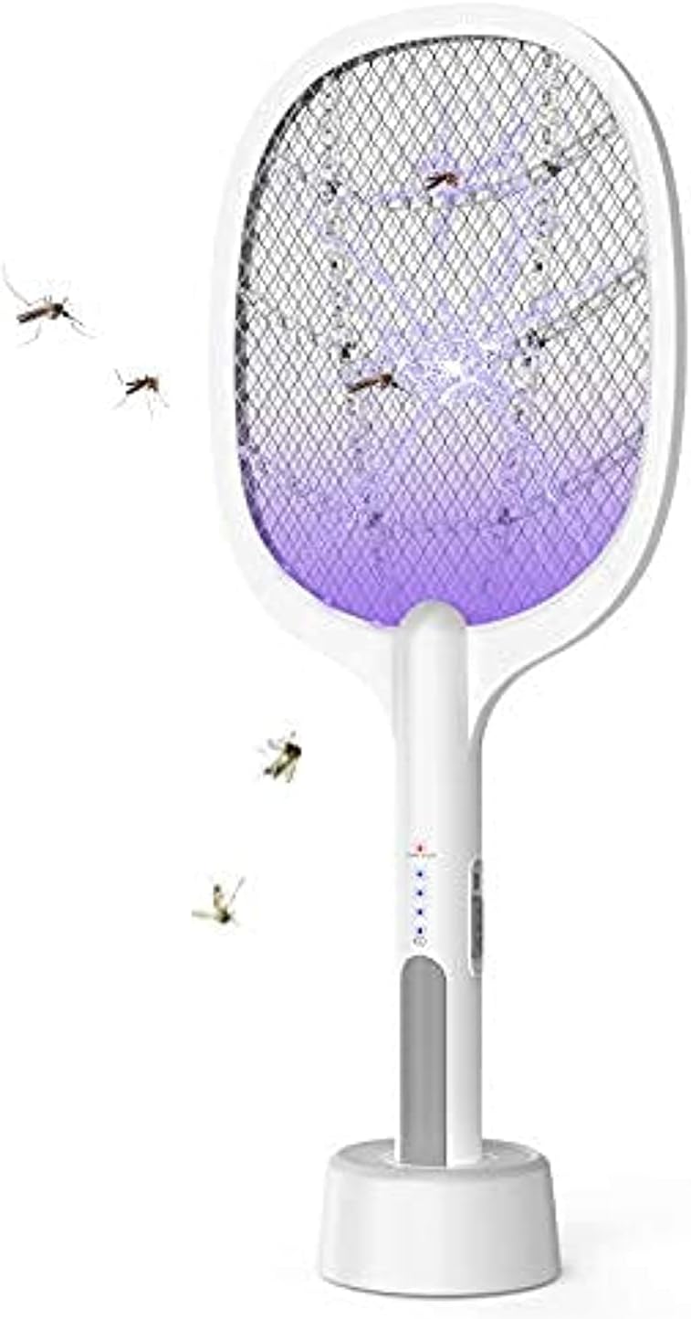 LEOFI Indoor Electric Bug Zapper Racket,Mosquito Fly Killer Zapper,USB Rechargeable Electric Fly Swatter for Home and Outdoor Powerful Grid 3-Layer Mesh