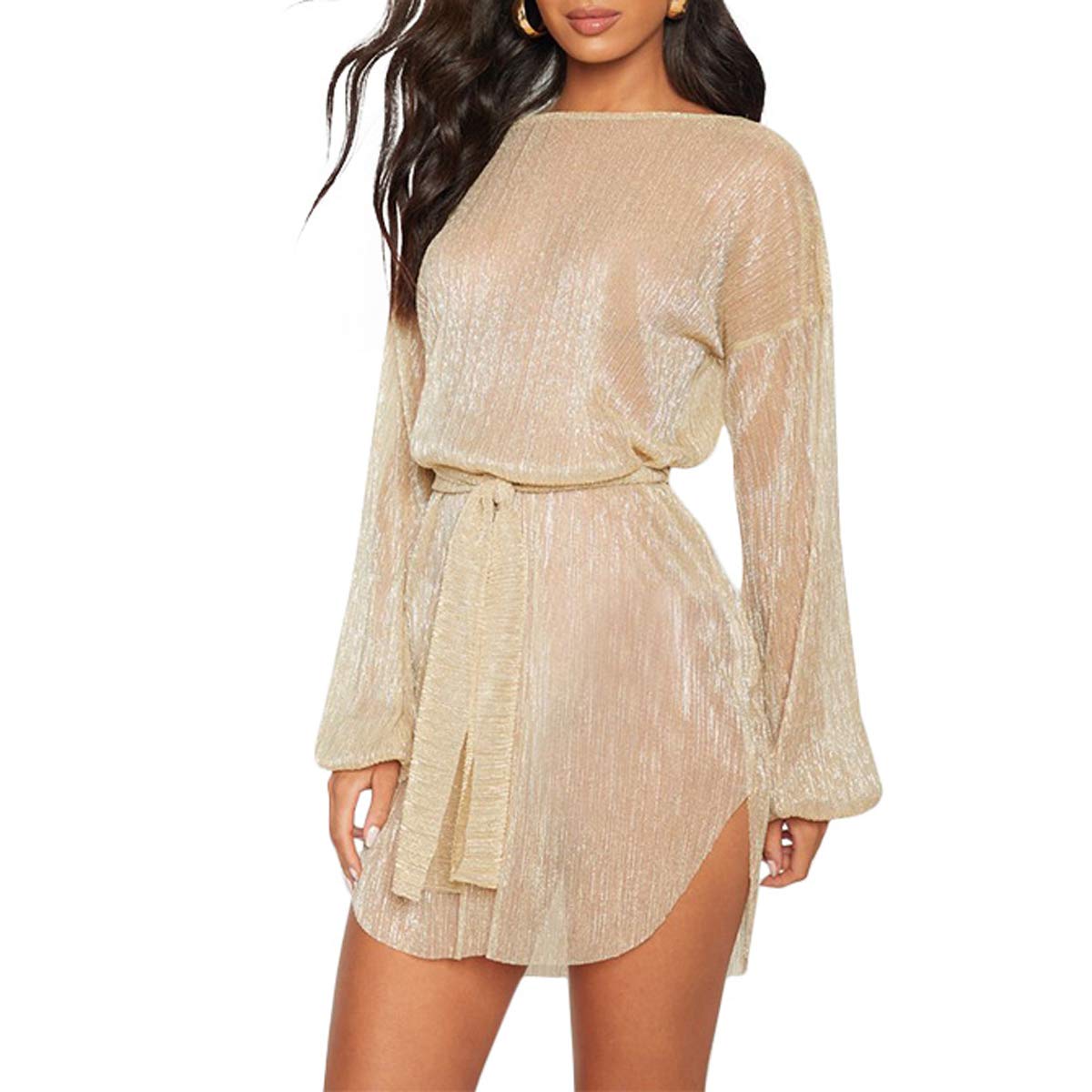 Sleeve Metallic Dress The Dress Shop