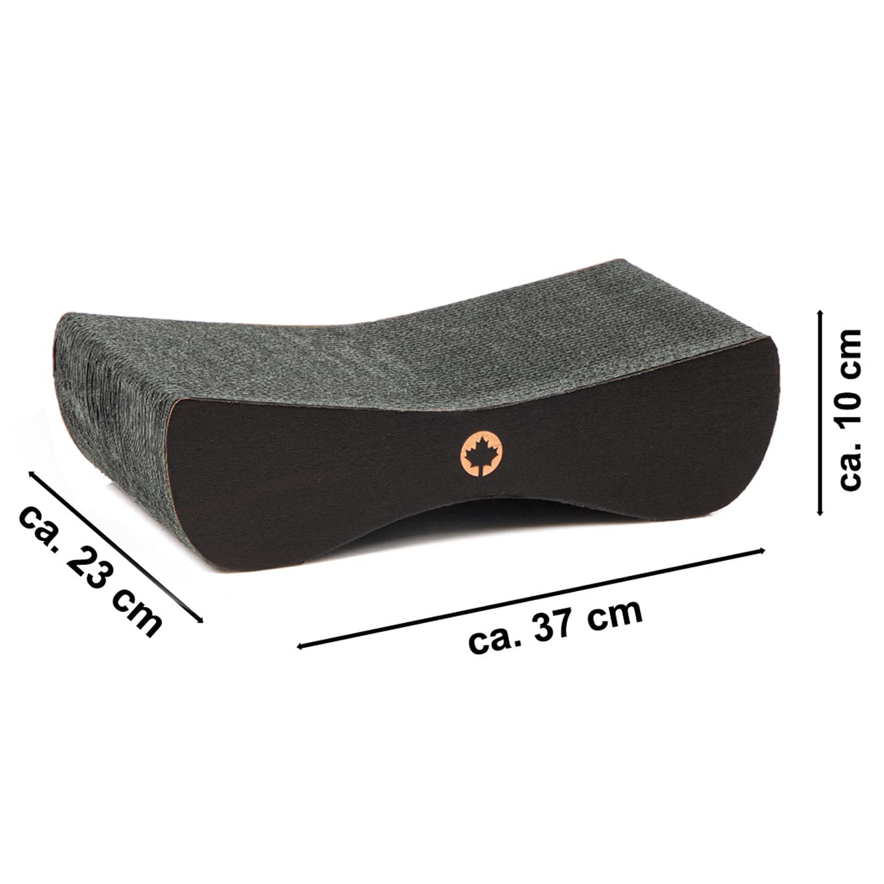 CanadianCat Company Rascador Satellite SMALL | Black Edition | Rascador para gatos en negro | Cartón rascador + hierba gatera | aprox. 37 x 10 x 23 cm